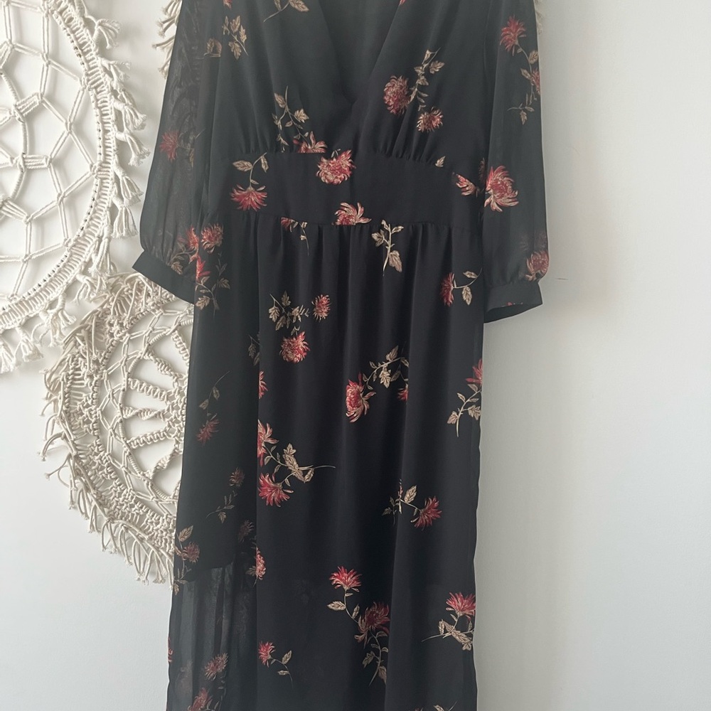 Dynamite Pink Floral Sundress with Bishop Sleeves